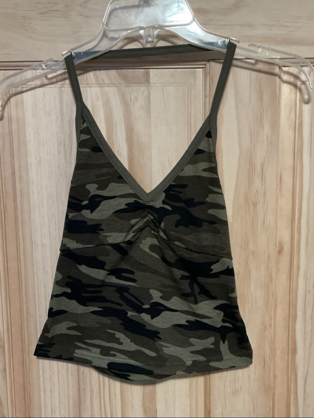 SHEIN Olive Green Camouflage V-Neck HALTER TOP  Strap Cami